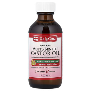 De La Cruz, Huile de ricin 100 % pure à bienfaits multiples, 59 ml