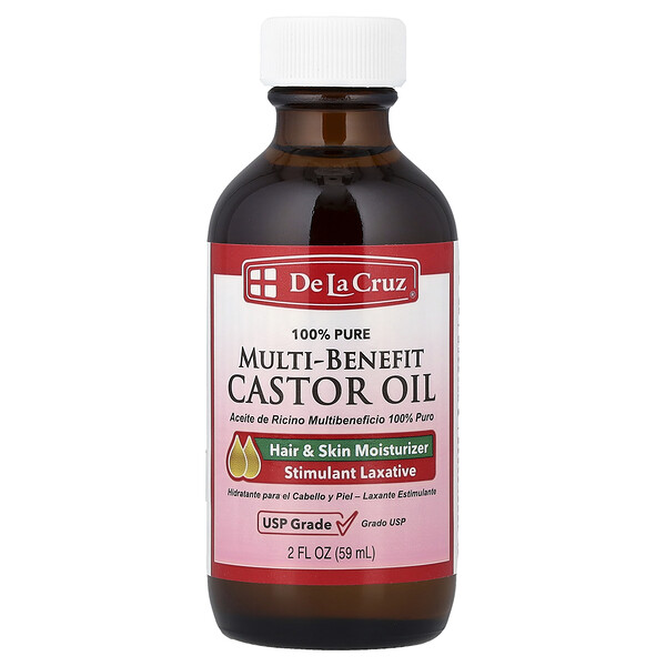 De La Cruz 100% Pure Multi-Benefit Castor Oil, 2 fl oz (59 ml)