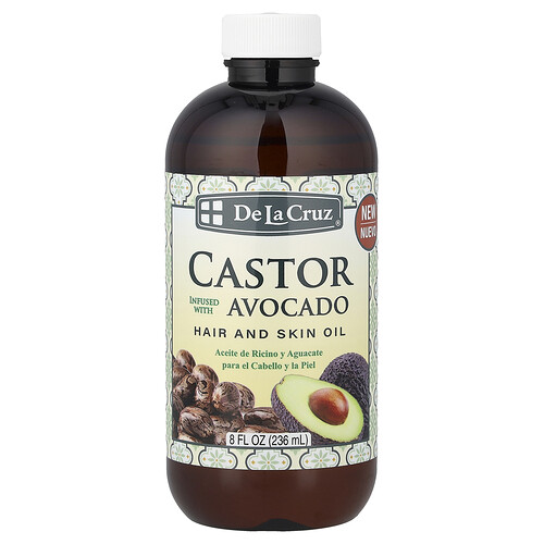 De La Cruz Hair and Skin Oil Castor Infused with Avocado 8 fl oz (236 ml)