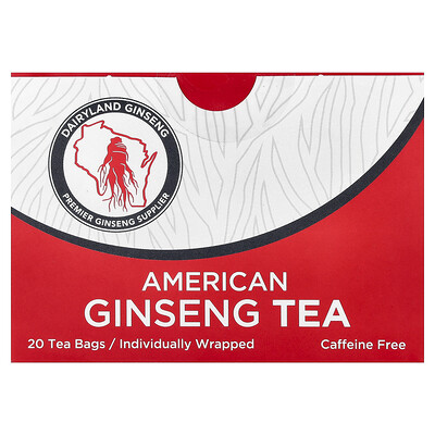 Dairyland Ginseng, Té de ginseng americano, Sin cafeína, 20 bolsitas de té