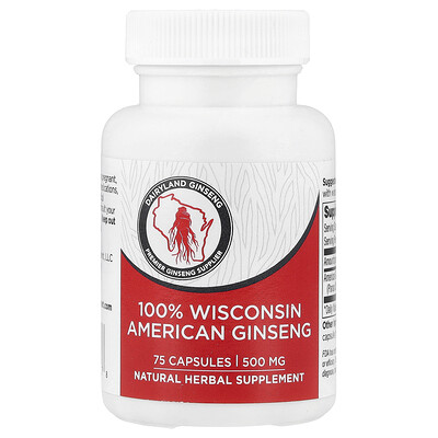 Product Image for Dairyland Ginseng, 100% Wisconsin American Ginseng, 500 mg, 75 Capsules