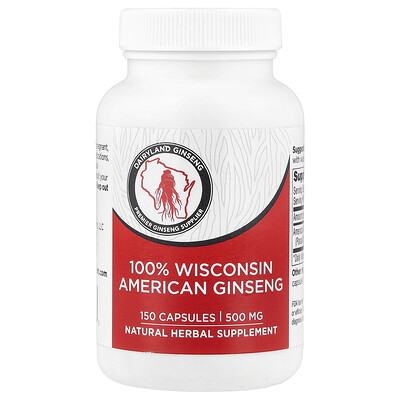 Dairyland Ginseng, Ginseng americano 100 % de Wisconsin, 500 mg, 150 cápsulas