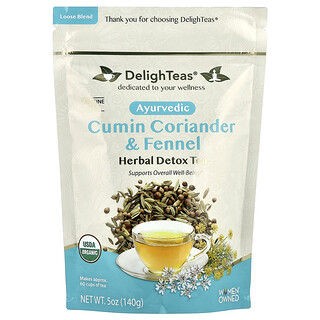 DelighTeas, 阿育吠陀孜然芫荽和茴香，草本清體茶，散裝混合，無咖啡萃取，5 盎司（140 克）