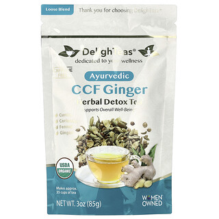DelighTeas, Urteavgiftningste, CCF ingefær, løs blanding, koffeinfri, 85 g