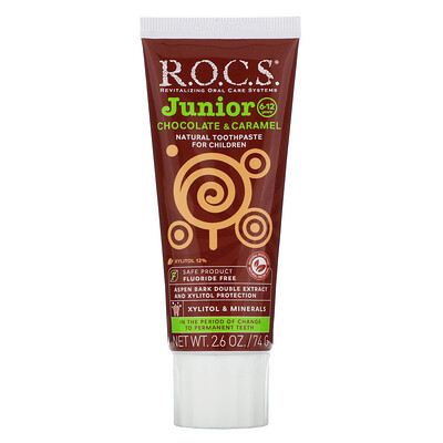 Купить R.O.C.S. Junior, Chocolate & Caramel Toothpaste, 6-12 Years, 2.6 oz (74 g)