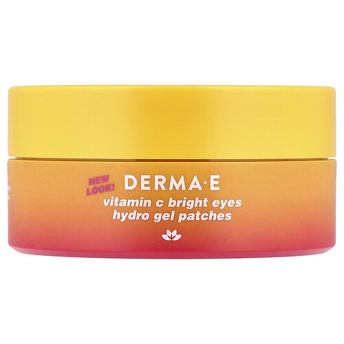 DERMA E, Vitamin C Bright Eyes Hydro Gel Patches, Hydro-Gelpads mit Vitamin C für alle Hauttypen, 60 Gelpads