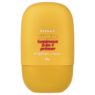 DERMA E, Prebase luminosa 2 en 1 con vitamina C, Para todo tipo de piel, 30 ml (1 oz. líq.)