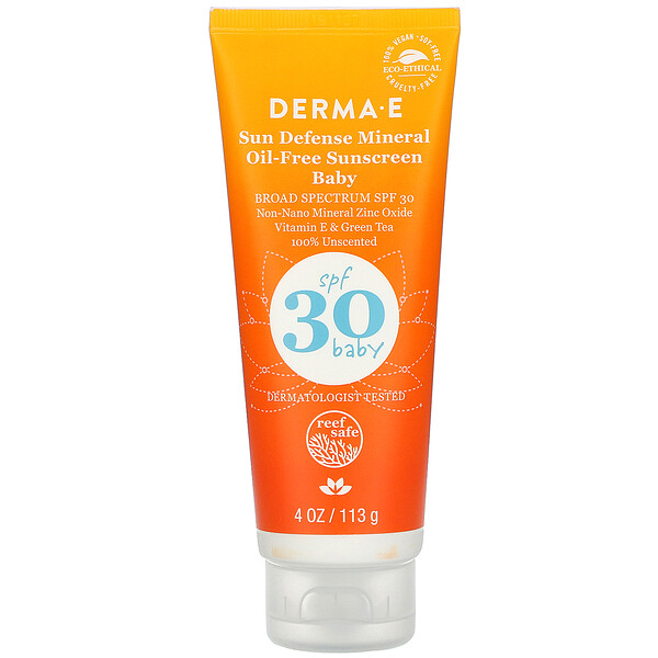Derma E‏, Baby, Sun Defense Mineral Oil-Free Sunscreen, SPF 30, 4 oz (113 g)