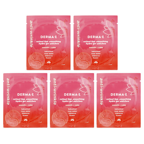 Derma E Retinol Line Smoothing Hydro Gel Patches, For All Skin Types, 5 Pack