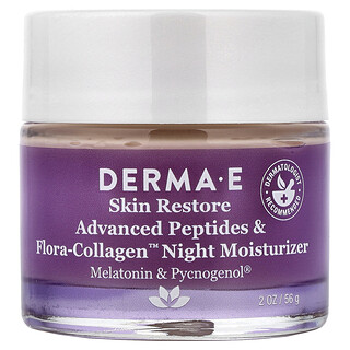 DERMA E, Humectante de noche con péptidos avanzados y flora y colágeno, 56 g (2 oz)
