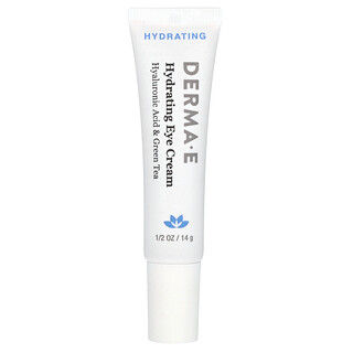 DERMA E, Crema contorno occhi idratante, acido ialuronico, tè verde, 14 g
