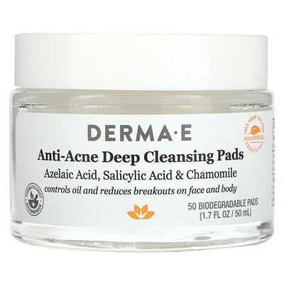 DERMA E, Anti-Acne Deep Cleansing Pads, 50 Pads, 1.7 fl oz (50 ml)