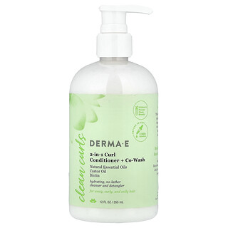 DERMA E, Clean Curls, кондиціонер для кучерявого та кучерявого волосся 2 в 1, для кучерявого та кучерявого волосся, 355 мл (12 рідк. унцій)