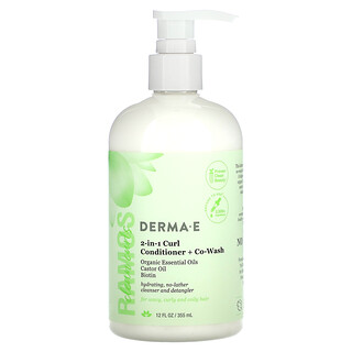 DERMA E, Ramos Clean Curls, Acondicionador para rizos 2 en 1 con lavado combinado, Para cabello ondulado, rizado y con rizos, 355 ml (12 oz. Líq.)