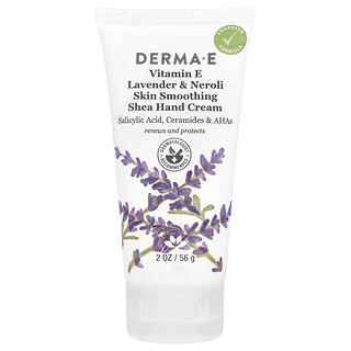 DERMA E, Crème pour les mains lissante au karité, vitamine E, lavande et néroli, 56 g