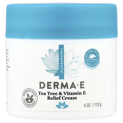 Product Image for DERMA E, Tea Tree & Vitamin E Relief Cream, 4 oz (113 g)
