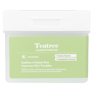 Dermal, Bantalan Toner yang Menenangkan Teatree, 120 Bantalan Kasa