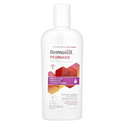 Dermarest, Psoriasis, Maximum Strength Medicated Shampoo + Conditioner, medizinisches Shampoo und Conditioner gegen Schuppenflechte mit maximaler Stärke, ohne Duftstoffe, 236 ml (8 fl. oz.)