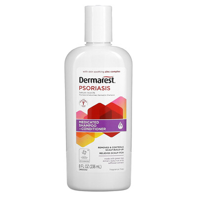 Dermarest Псориаз, лечебный шампунь + кондиционер, максимальная эффективность, без отдушек, 236 мл (8 жидк. Унций)