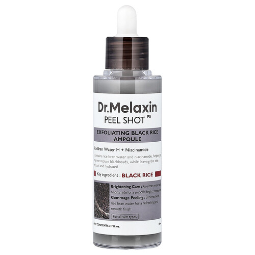 Dr.melaxin Peel Shot, Exfoliating Black Rice Ampoule, For All Skin Types, 2.7 fl oz (80 ml)
