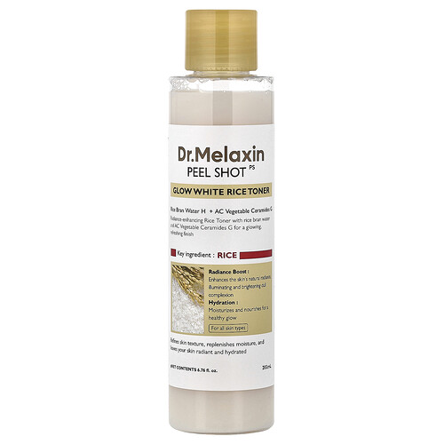 Dr.melaxin Peel Shot Glow White Rice Toner, All Skin Types, 6.76 fl oz (200 ml)