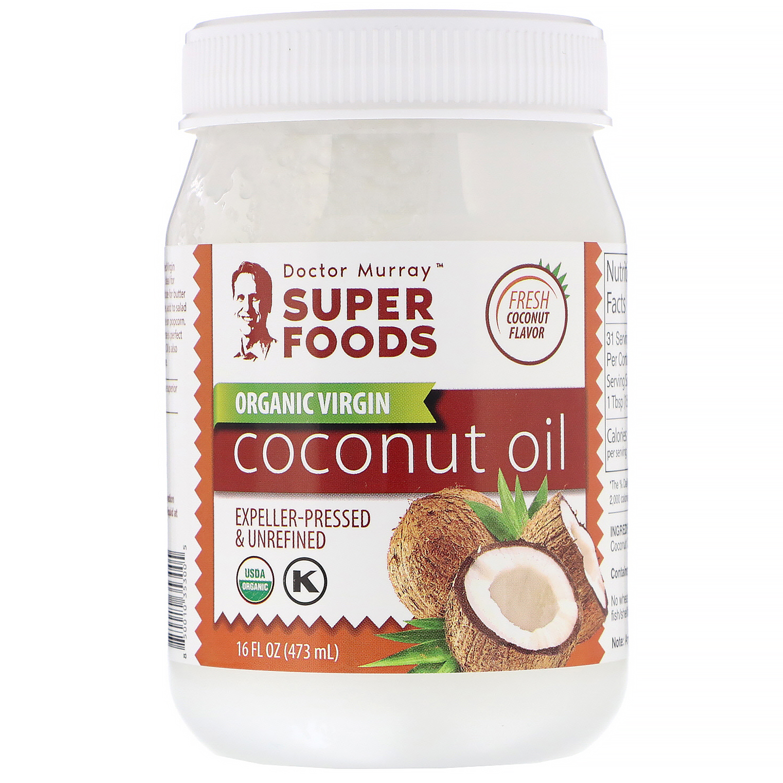 Dr. Murray's, Organic Virgin Coconut Oil, Expeller-Pressed & Unrefined ...