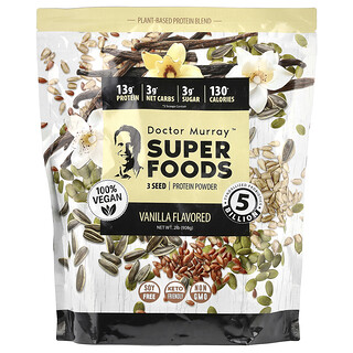 Dr. Murray's, SuperFood，3 種子蛋白質粉，南瓜籽 + 亞麻籽 + 葵花籽，香草味，2 磅（908 克）