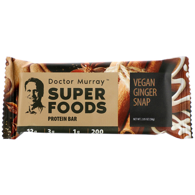 Dr. Murray's, Superfoods Protein Bars, Vegan Ginger Snap, 12 Bars, 2.05