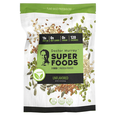 

Dr. Murray's Super Foods 3 Seed ( Pumpkin Flax Sunflower ) Vegan Protein Powder Unflavored 16 oz (453.5 g)