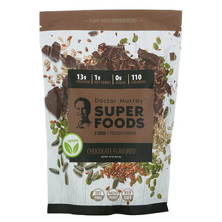 Dr. Murray's, Super Foods, порошок протеина из трех видов семян, шоколад, 453,5 г (16 унций)
