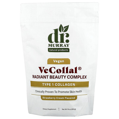 Dr. Murray's, VeCollal®, Complejo vegano de belleza radiante, Crema de fresa, 454 g (16 oz)