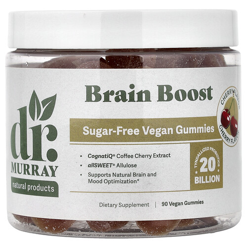 Dr. Murray's, Brain Boost Gummies, Fruchtgummis zur Steigerung des Gehirns, Kirsche, 90 vegane Fruchtgummis