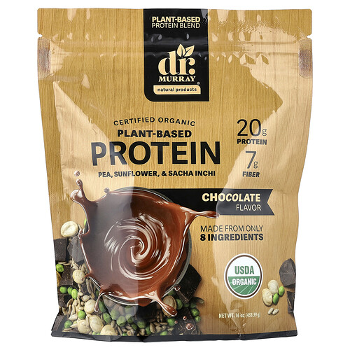 Dr. Murray's Organic Plant-Based Protein, Chocolate, 16 oz (453.59 g)