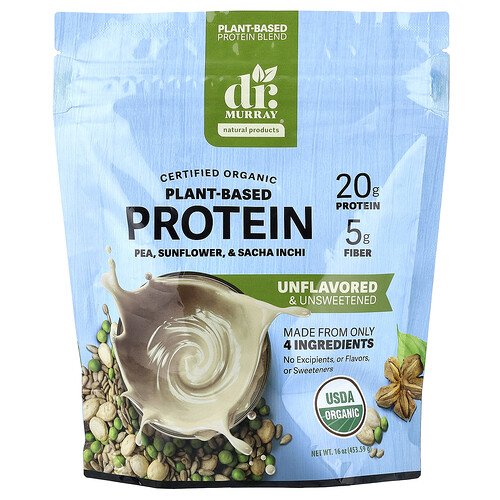 Dr. Murray's Organic Plant-Based Protein, Unflavored & Unsweetened, 16 oz (453.59 g)