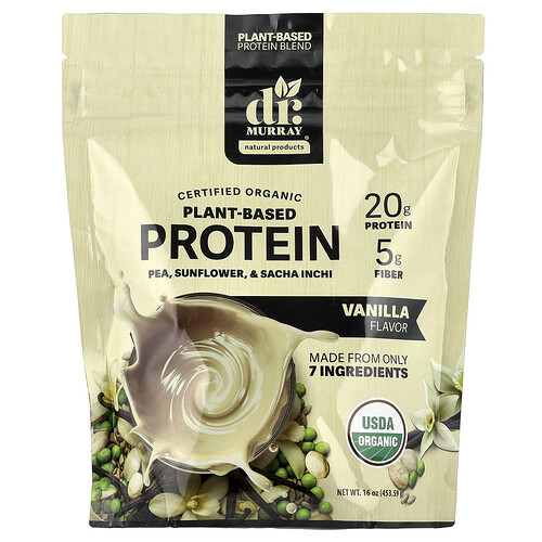 Dr. Murray's Organic Plant-Based Protein, Vanilla, 16 oz (453.59 g)