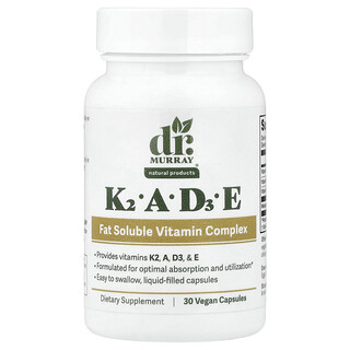Dr. Murray's, K2, A, D3, E, 30 Vegan Capsules