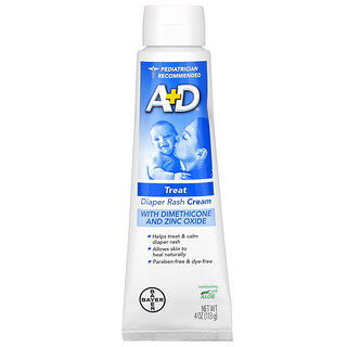 A+D, Crema para dermatitis de pañal con dimeticona y óxido de zinc, 4 oz (113 g)