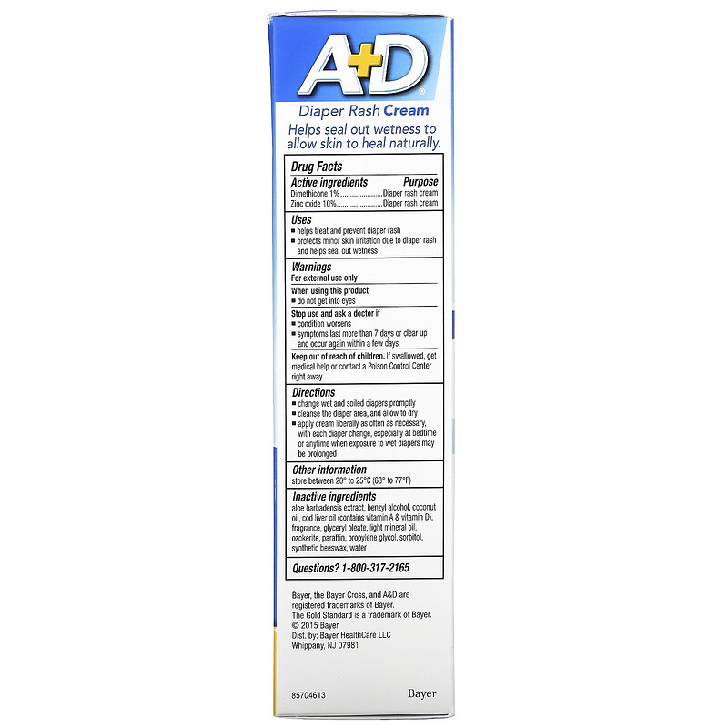 A+D, Diaper Rash Cream with Dimethicone and Zinc Oxide, 4 oz (113 g