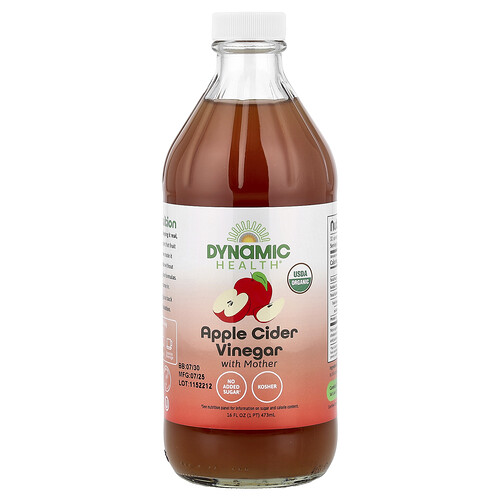 Dynamic Health, Apple Cider Vinegar with Mother, Apfelessig mit Essigmutter, Glas, 473 ml (16 fl. oz.)
