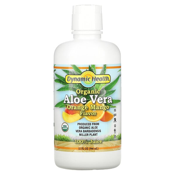 Dynamic Health  Laboratories, Organic Aloe Vera, Orange Mango Flavor, 32 fl oz (946 ml)