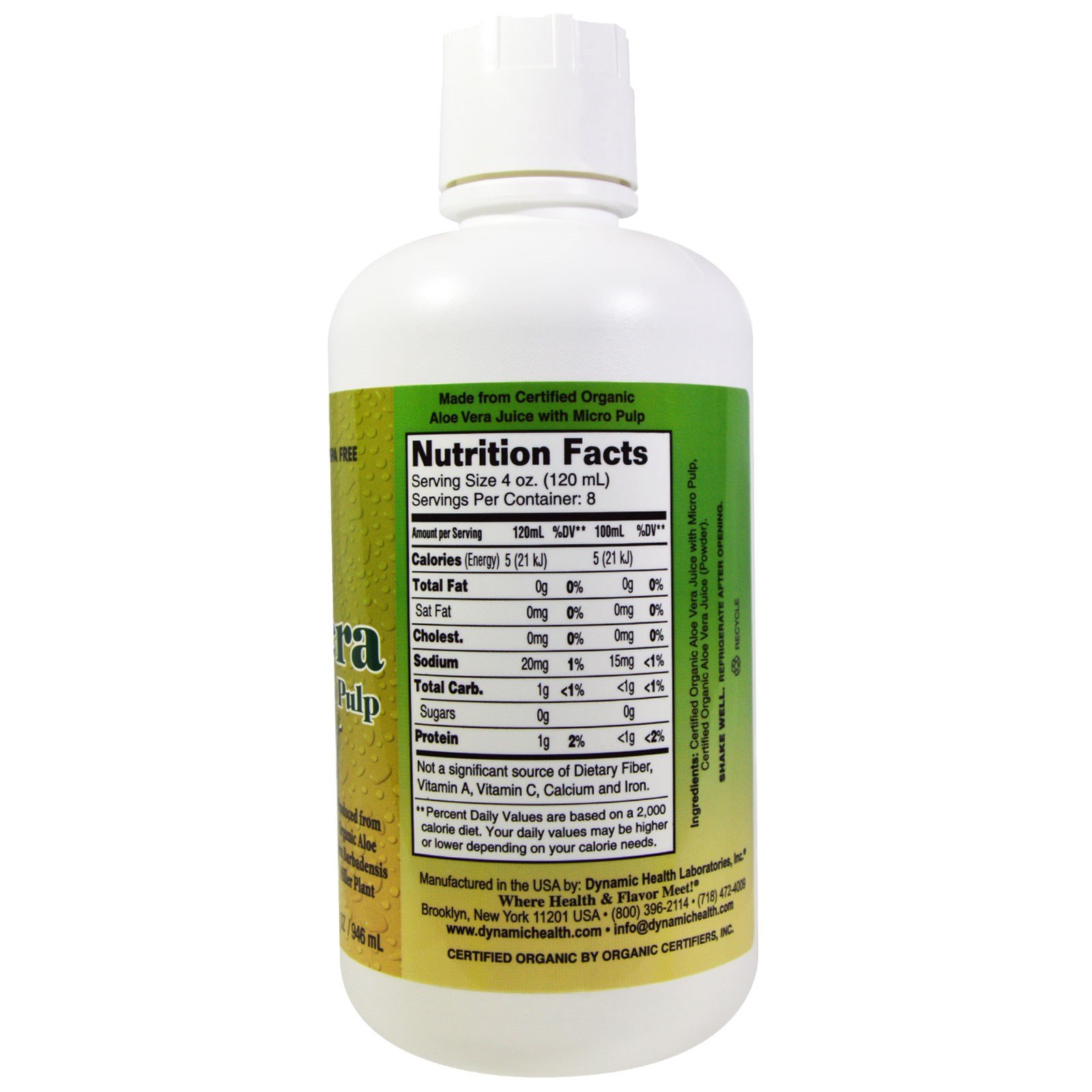 Dynamic Health Laboratories, Organic Aloe Vera Juice with Micro Pulp ...