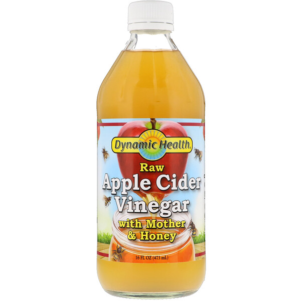 Dynamic Health Laboratories, Raw Organic Apple Cider Essig mit Essigmutter und Honig, 16 fl oz (473 ml)