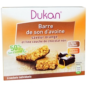 Dukan Diet, Oat Bran Orange Chocolate Bars, 5.28 oz (6 bars)