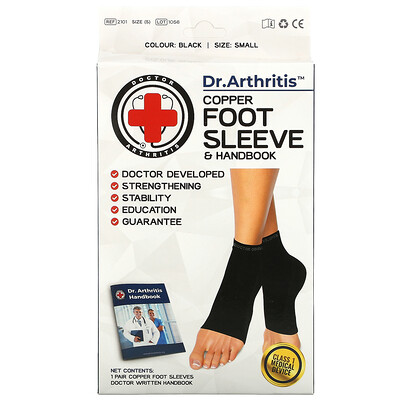 

Doctor Arthritis Copper Foot Sleeve & Handbook Small Black 1 Pair