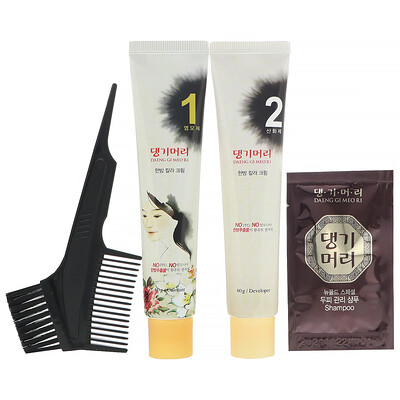 Doori Cosmetics Daeng Gi Meo Ri, краска для волос с лекарственными травами, оттенок черный, 1 набор
