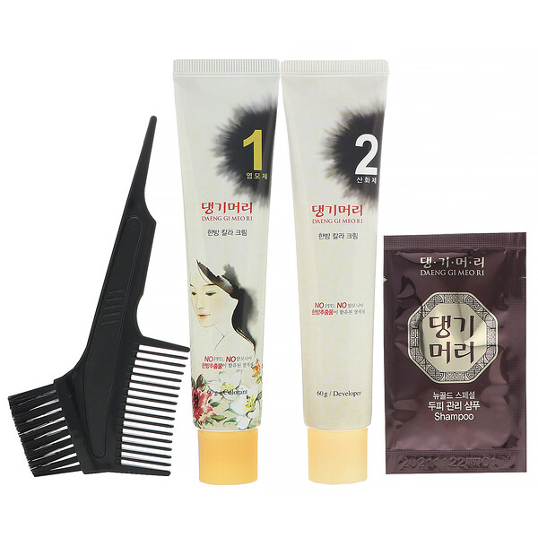 Doori Cosmetics, Daeng Gi Meo Ri, Haarfarbe aus Heilkräutern, dunkelbraun, 1 Set