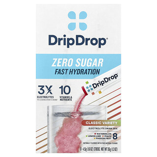 DripDrop, Μείγμα Ροφήματος Ηλεκτρολυτών, Κλασική Ποικιλία, 8 Στικ, 0,16 oz (4,5 g) το καθένα