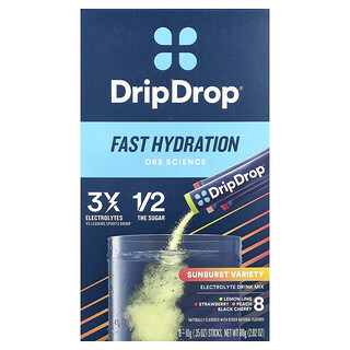 DripDrop, Μείγμα Ροφήματος Ηλεκτρολυτών, Ποικιλία Sunburst, 8 Στικ, 0,35 oz (10 g) το καθένα