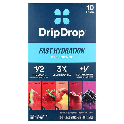 DripDrop, Electrolyte Drink Mix, Variety Pack, 10 Sticks, 0.35 oz (10 g) Each