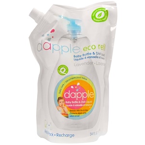 Купить Dapple, Запасной наплнитель Eco,  Жидкость для мытья детской бутылочки и посуды, упаковка наполнителя, Лаванда, 34 жидких унций (1005.5 мл)  на IHerb